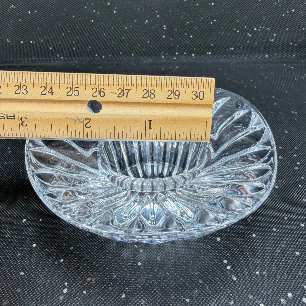 Vintage Sweden Crystal Glass Petal Votive Trilliant Trinket Dish Candle Holder